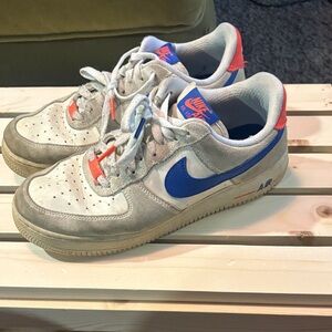 Nike Air Force 1 White with Blue and Red Accents